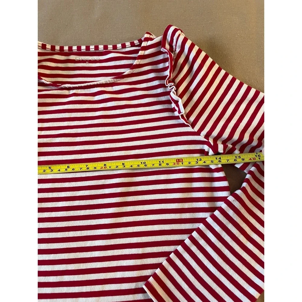 Lands End Dress Girls Size Medium Red and White Stripes Tunic Vacation Holiday